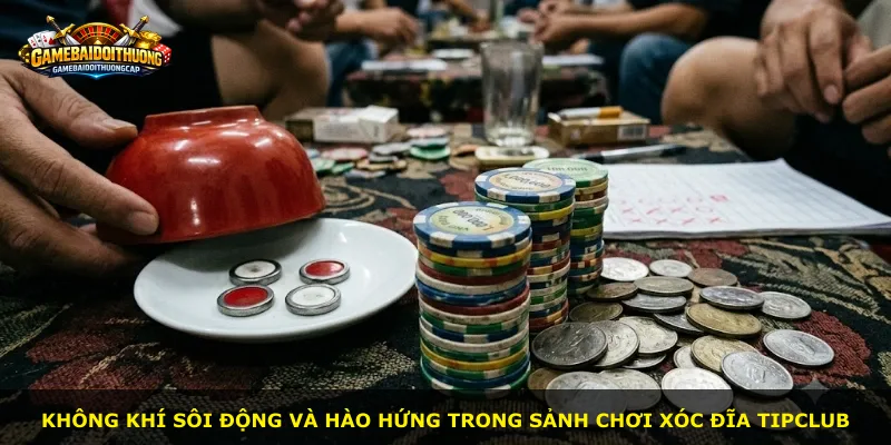 Không khí sôi động và hào hứng trong sảnh chơi xóc đĩa TipClub